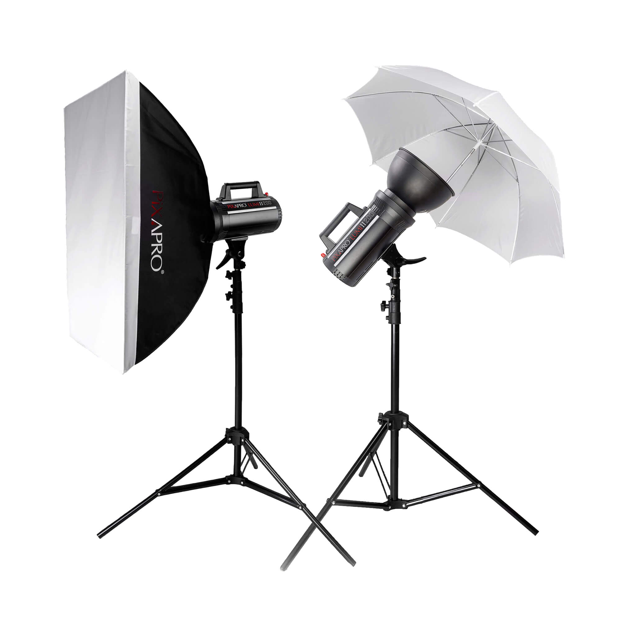 LUMI200II Twin Studio Flash Starter Lighting Setup Kit By PixaPro 