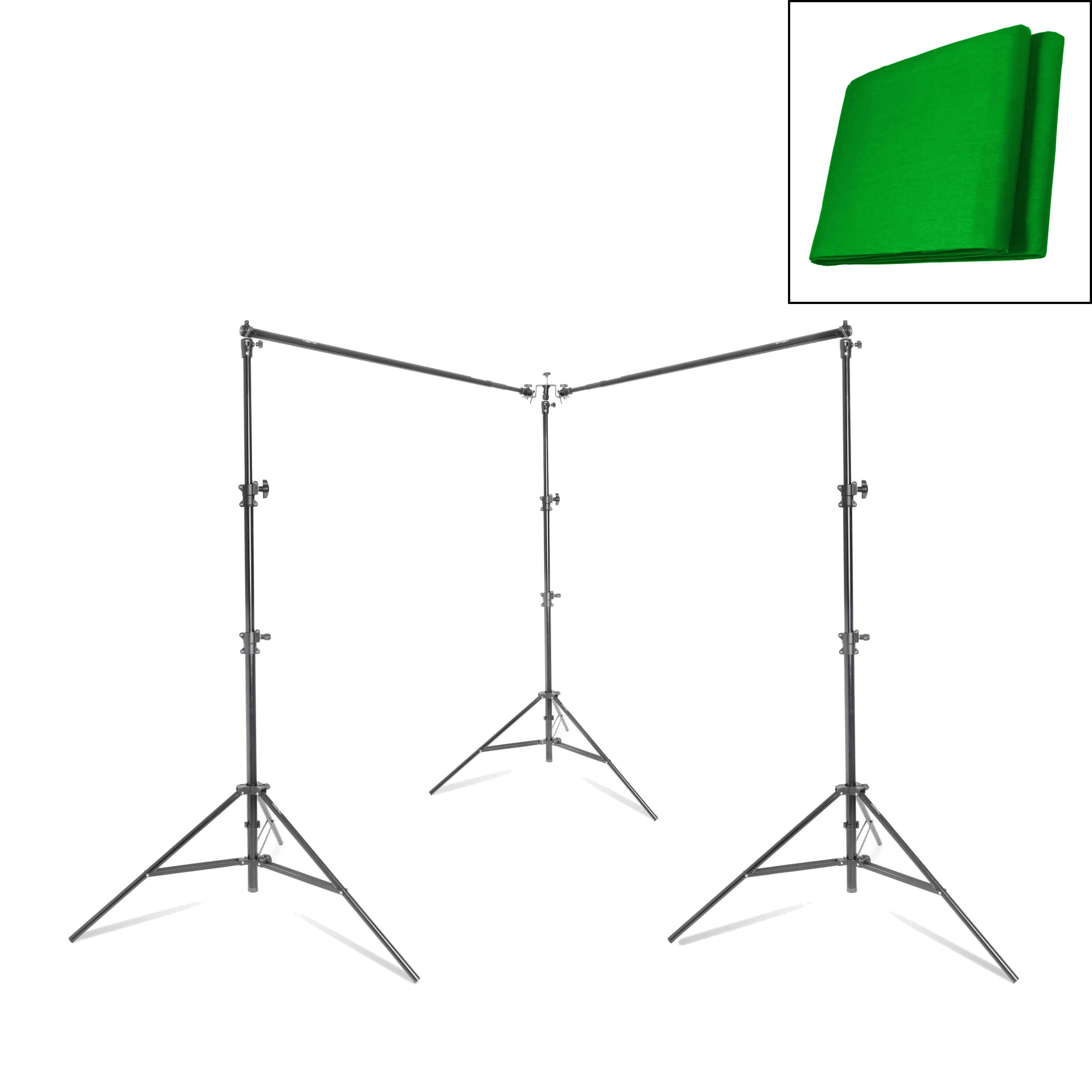 Green Screen Muslin Drops Double Telescopic Stand Support Kit 
