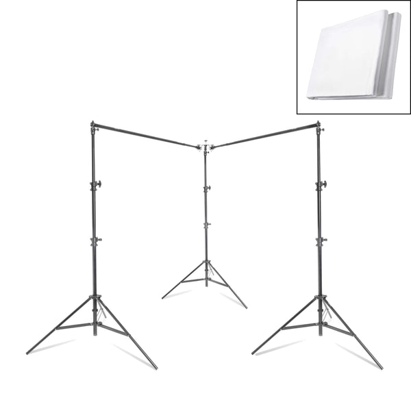 Photo White Background Double Telescopic Backdrop Stand Kit 