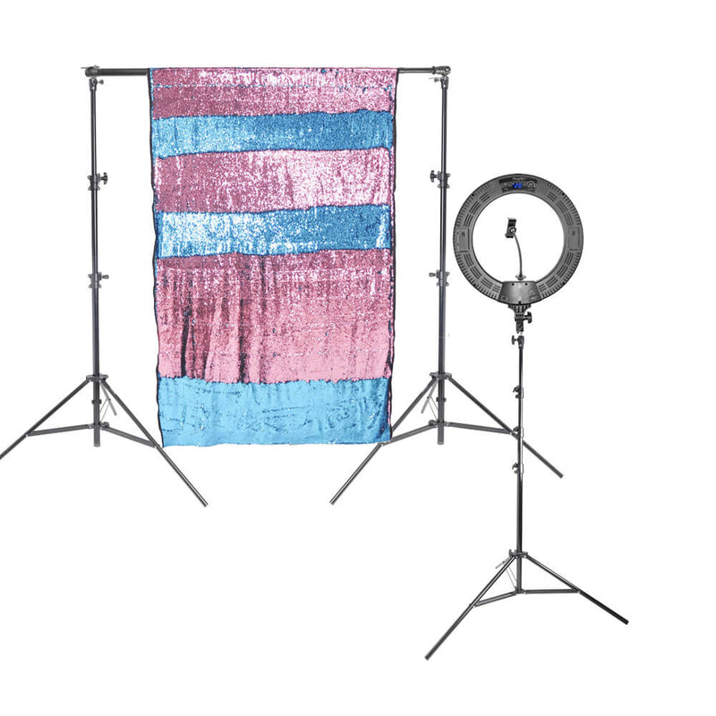 RICO240B Bi Color Ring Light Sequin Backdrop Kit By PixaPro 