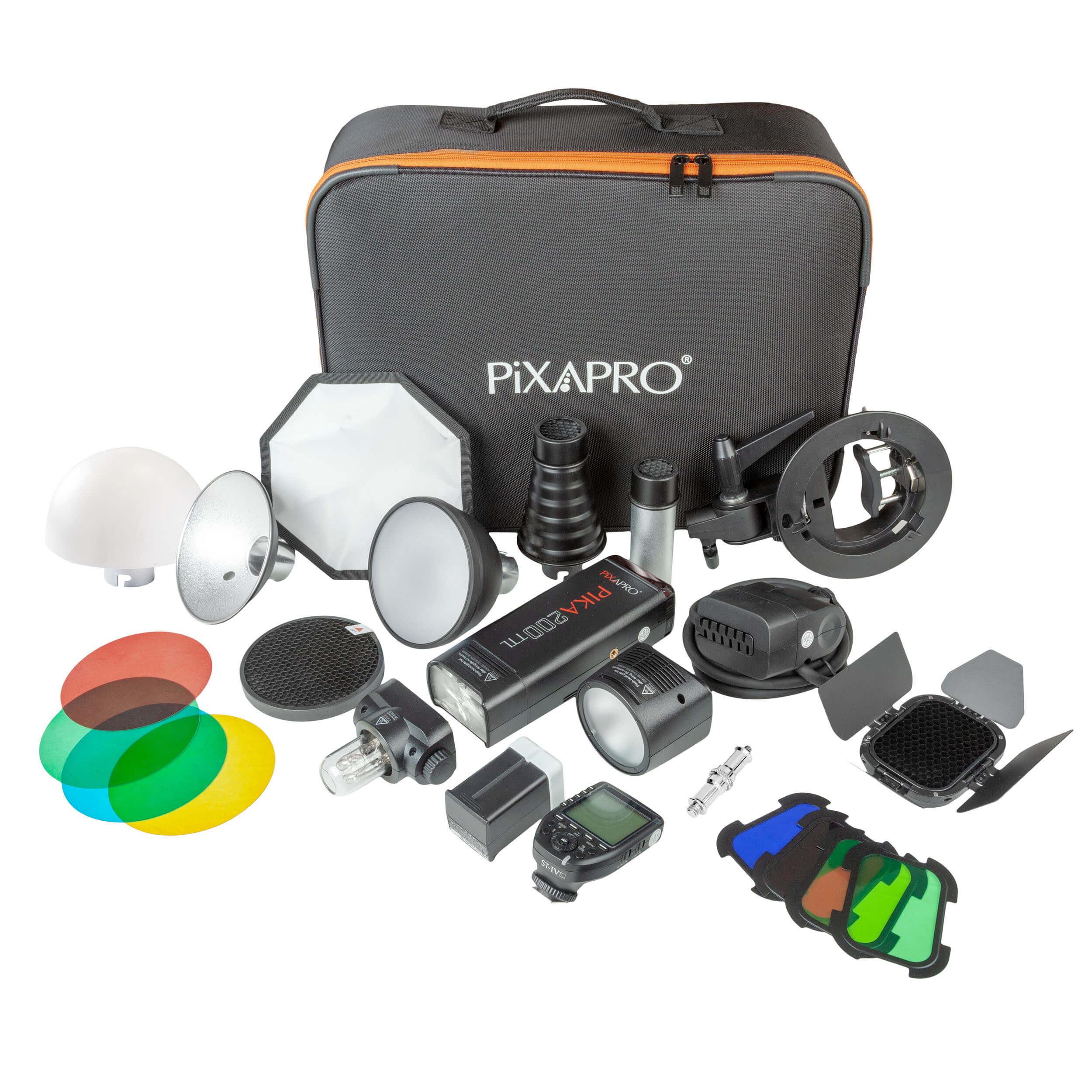 PIKA200Pro Flash with Light Modifiers Portable Kit By PixaPro 
