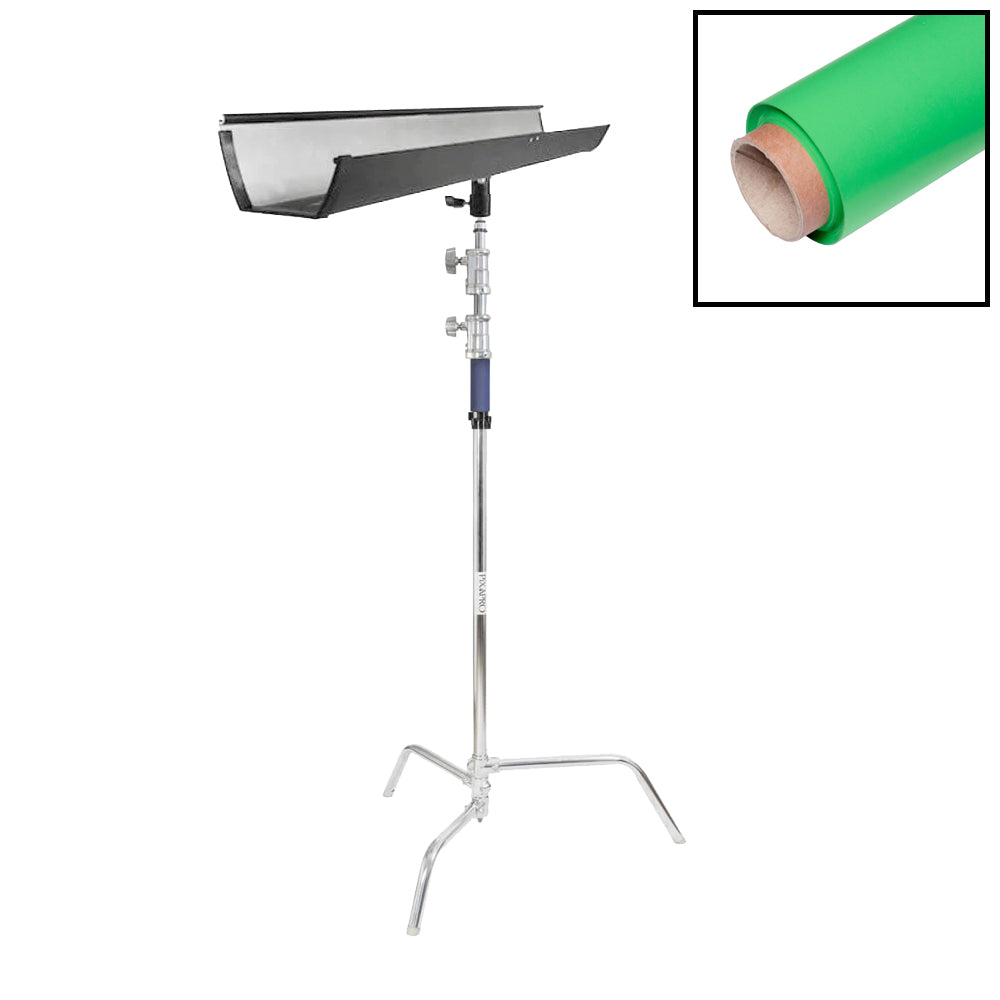 1.35x10m Paper Backdrop with T-Bone Bracket & C-Stand (Green)