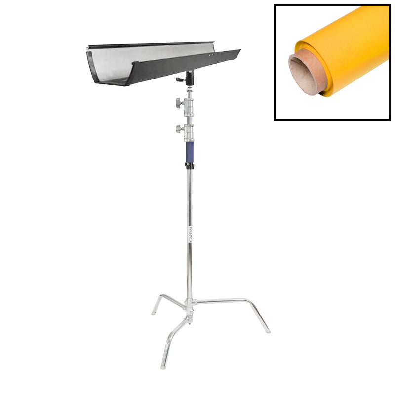 1.35x10m Paper Backdrop with T-Bone Bracket & C-Stand (Yellow)