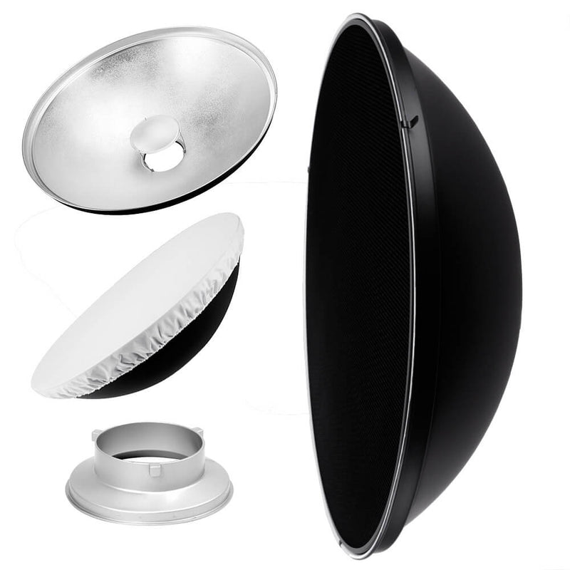 27.5" Photography Beauty Dish Reflector Silver & Grid For Bowens 