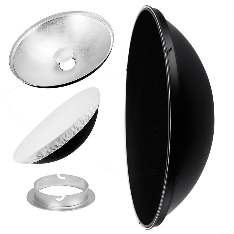 27.5" Photography Beauty Dish Reflector Silver & Grid For Elinchrom 