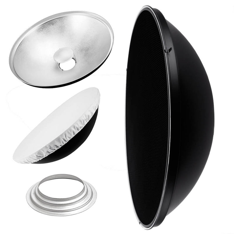 27.5" Photography Beauty Dish Reflector Silver & Grid For Hensel