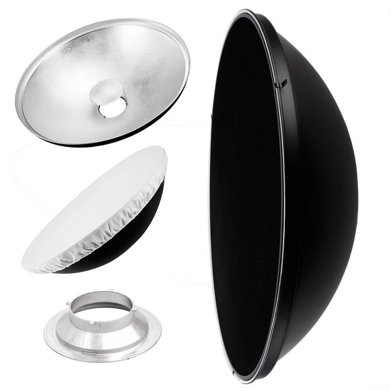 27.5" Photography Beauty Dish Reflector Silver & Grid For Mutliblitz P-Type