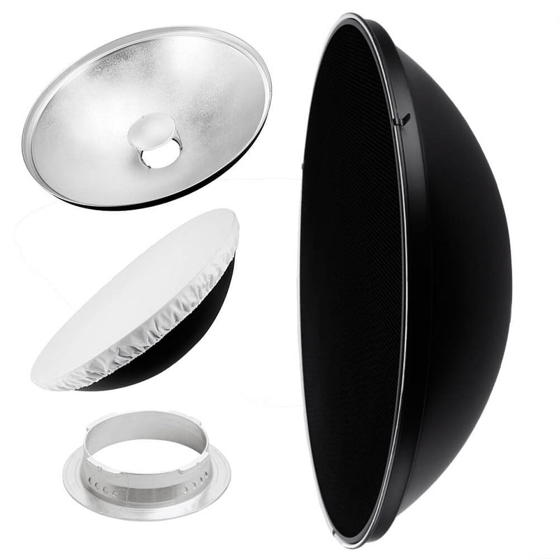 27.5" Photography Beauty Dish Reflector Silver & Grid For Multiblitz V-Type