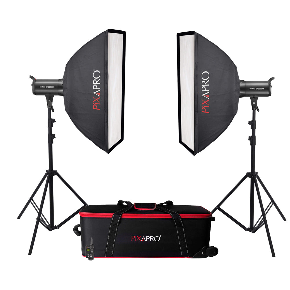  60x90cm Twin Softbox Photography Lighting Kit & SK300II PixaPro 