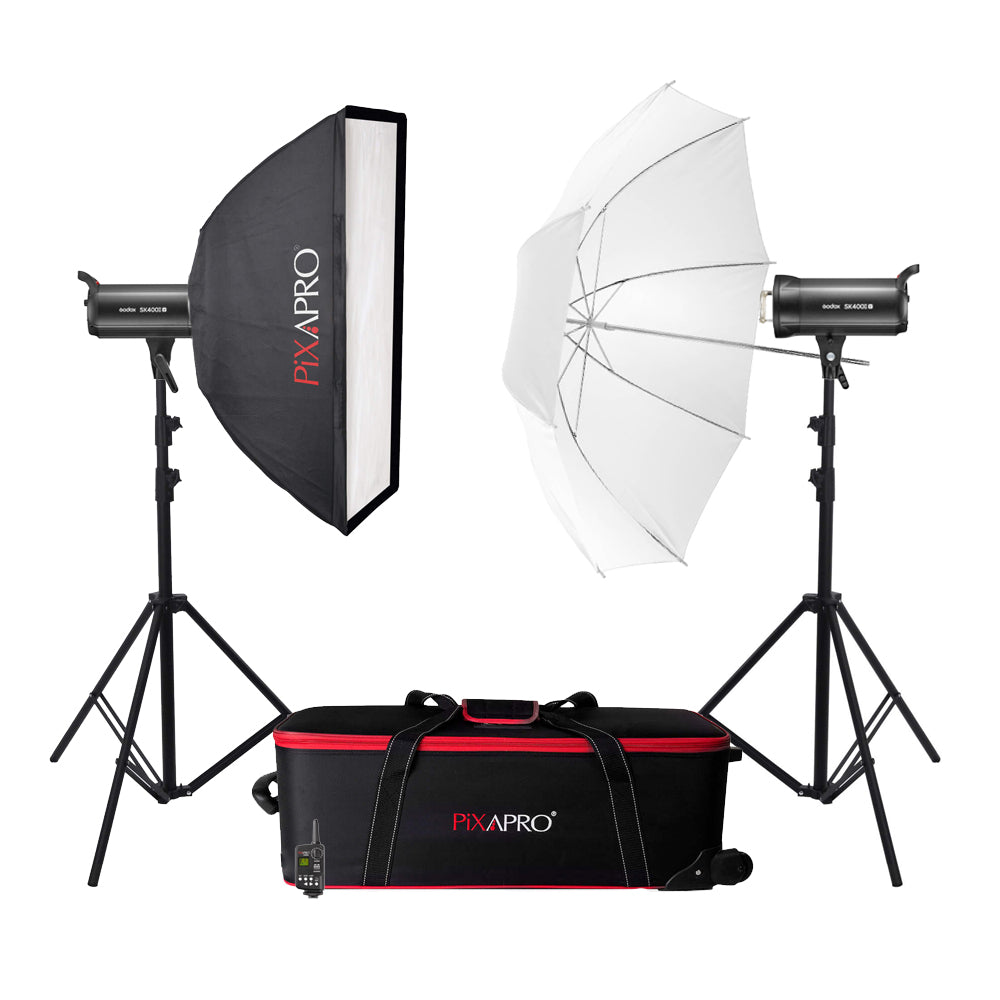 Set 8 Pieces SK400IIV Robust & Dependable Flash Twin Kit Godox