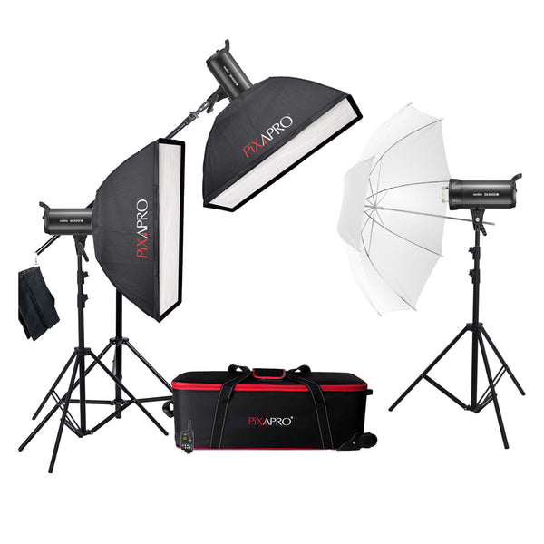 SK400IIV Photo Studio Flash Three Head Boom Lighting Kit Godox