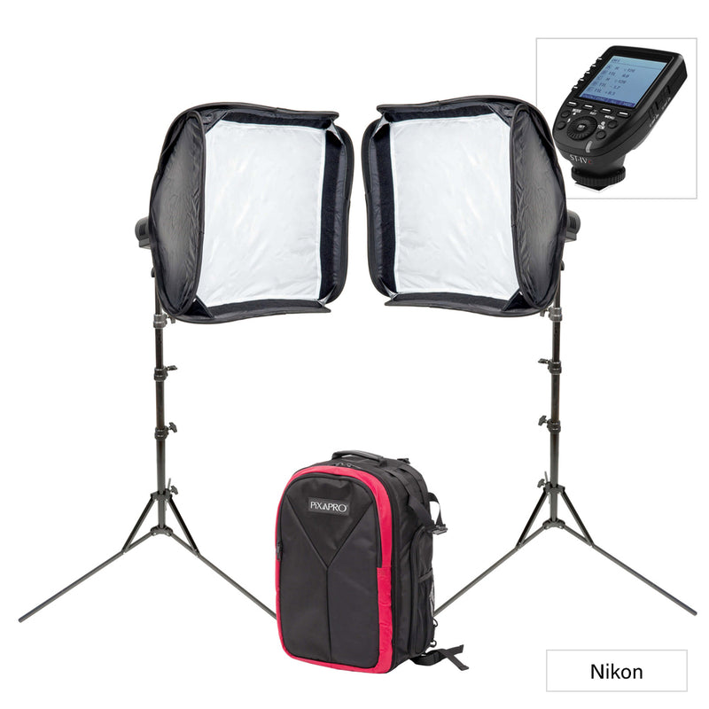 Twin On-The-Go CITI300 PRO (Godox AD300 PRO) Kit with Backpack and Trigger -Nikon 