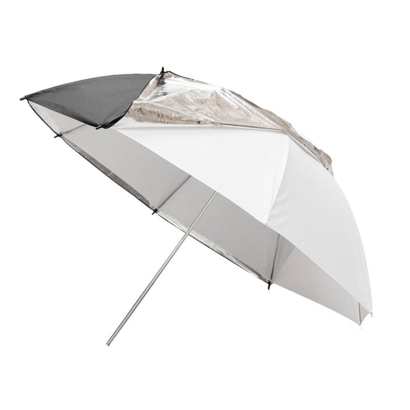 2 In 1 40" Translucent Umbrella With Removable Black/Silver Cover