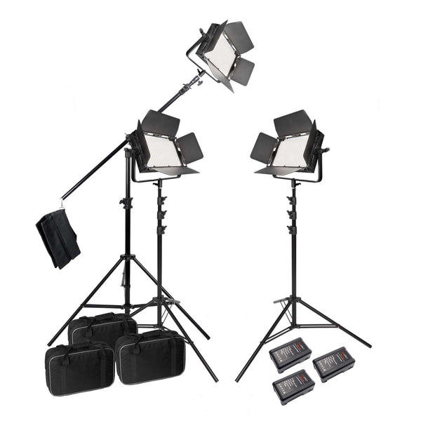 VNIX LED1000S Daylight LED Panel Three Head Boom Kit With DMX Output