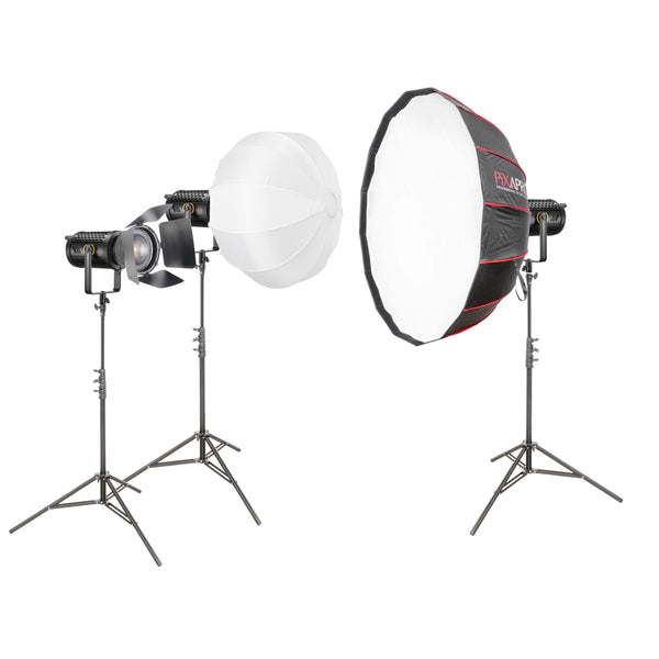 Super-Quality UL150IIBi 160W Studio Triple Head Light Kit PixaPro (Rice-Bowl Softbox, Fresnel Lens and Diffuser Ball) 