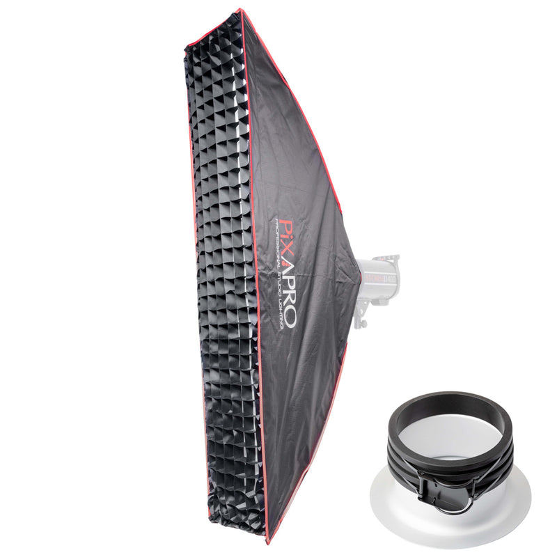 30x140cm (11.8"x55.1") Easy-open Strip Umbrella Softbox with 4cm Grid For Profoto
