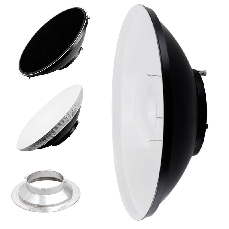 42cm (16.5") WHITE Interior Beauty Dish Reflector with Honeycomb Grid For Bowens S-Type 