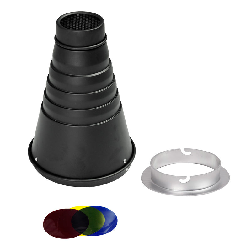 Interchangeable Fitting Conical Snoot With Honeycomb Grid & Gels For Elinchorm 