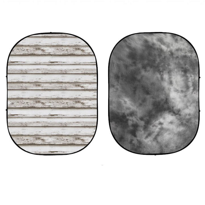 1.5x2.1m White Wood/Black Smoke Collapsible Reversible Background