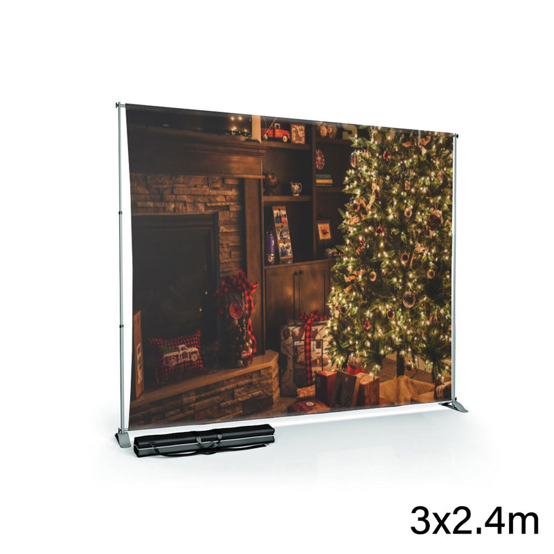 Customisable Printed Decoration Backdrops and Durable Stand Kit (Christmas Festival) 