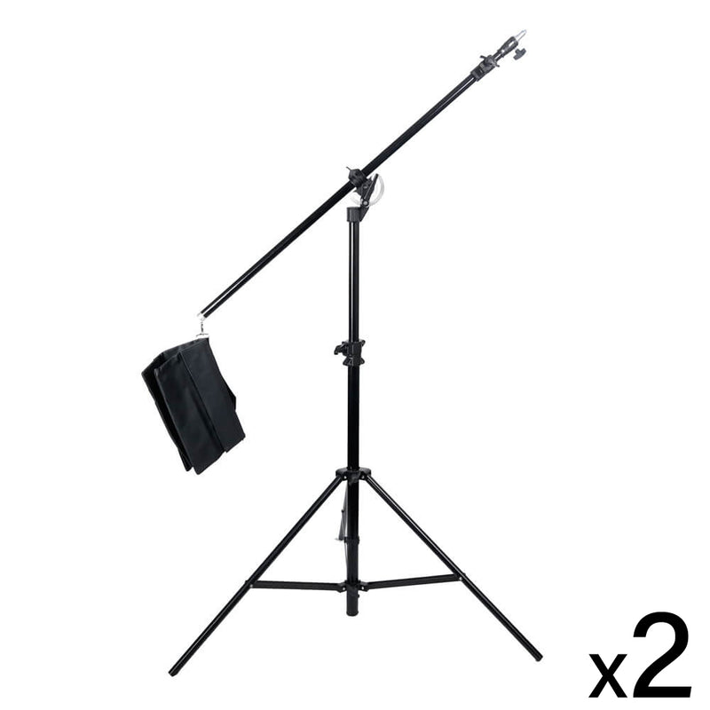 2Pcs Heavy Duty Compact 2-in-1 Reclined Combi Boom Stand