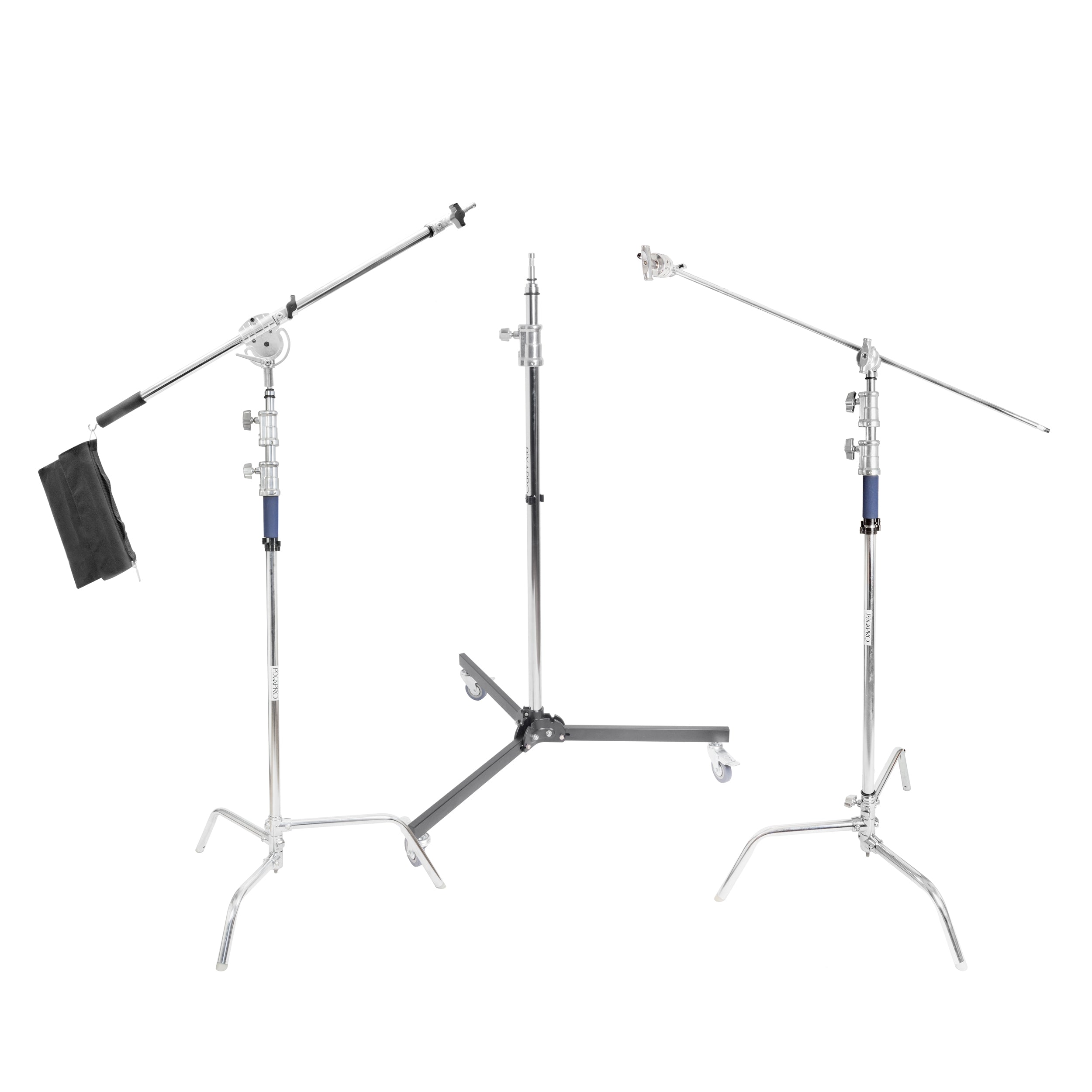 Pixapro turtle-Case C-Stand with Heavy Duty Boom,  228cm Tube stand, and 300cm Turtle Base C-Stand with 50-inch Grip boom