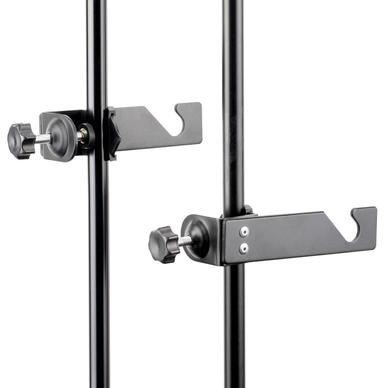 A pair of Pixapro C-Clamps with Background Drive Hook  mounted to a pole 