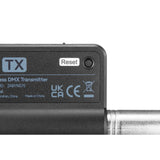 Reset button on the Godox TimoLink TX Wireless DMX Transmitter