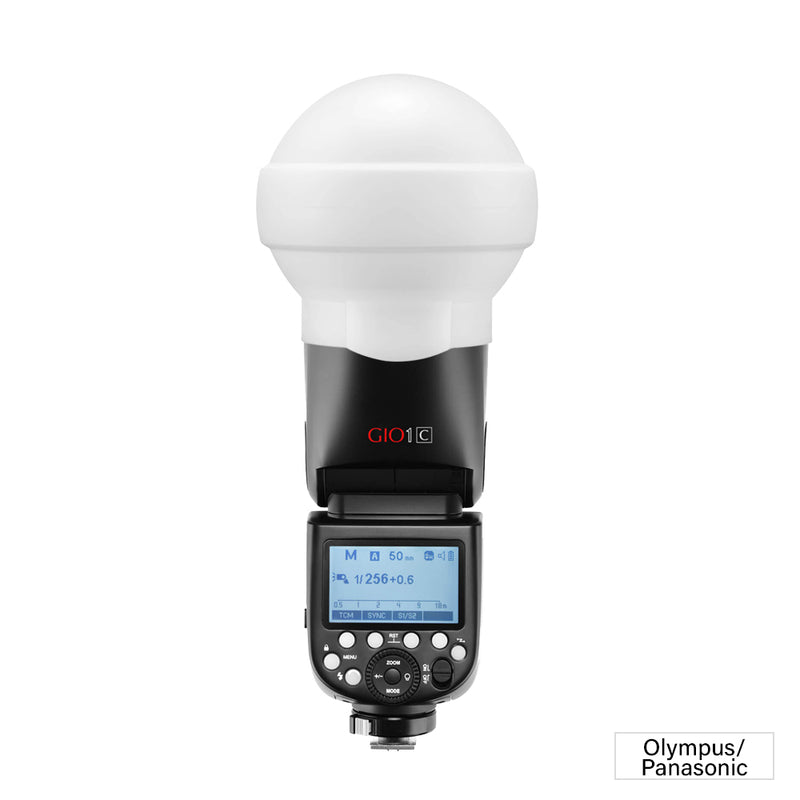 GIO1 Round Head On and Off Camera Speedlite & Diffuser Dome - Panasonic 