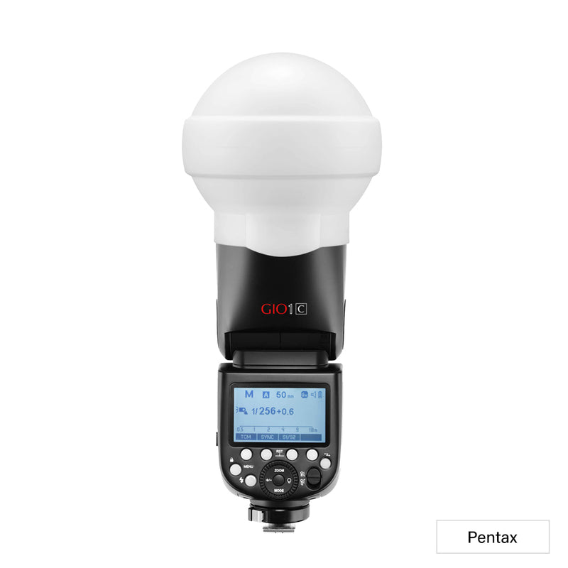 GIO1 Round Head On and Off Camera Speedlite & Diffuser Dome - Pentax 