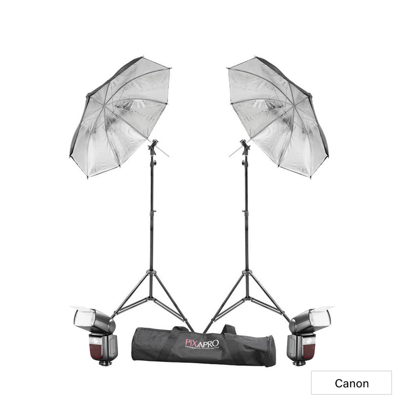 2 x Li-ION580 MKIII Speedlite and Black/Sliver Umbrella - Canon 