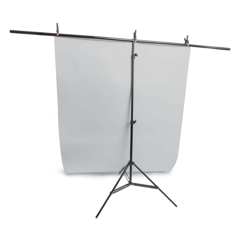 2m T Bar Background Stand & 100x200cm Matte PVC Background (Grey)