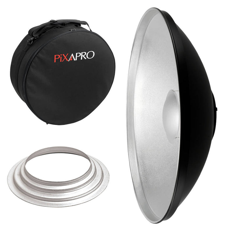 55cm (21.6") Silver Beauty Dish with Padded Carry Case For Hensel 