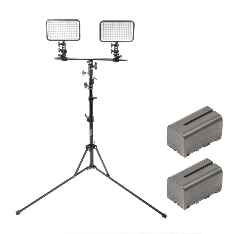 LED170 Dual Hot-Shoe Crossbar and Portable Light Stand Kit