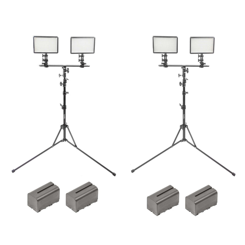 LED308D Dual Hot-shoe Crossbar and Portable Light Stand Twin Kit