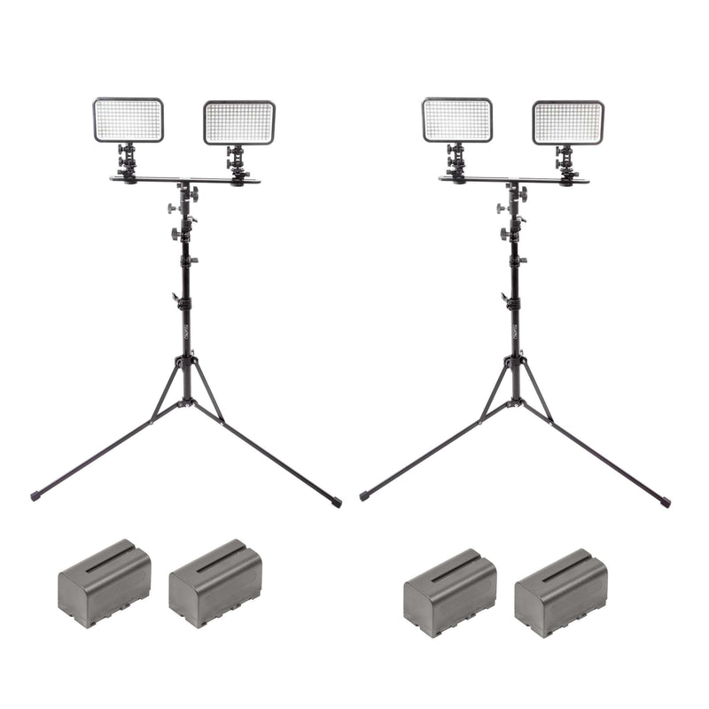 LED170 Dual Hot-Shoe Crossbar and Portable Light Stand Twin Kit